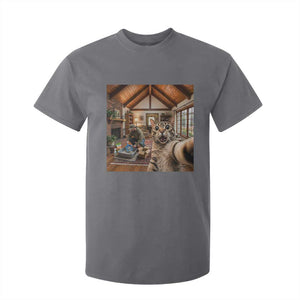Cat Selfie with Man Funny Cat Dad T Shirt For Kid TS11 Charcoal Print Your Wear