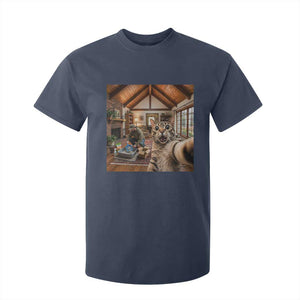 Cat Selfie with Man Funny Cat Dad T Shirt For Kid TS11 Navy Print Your Wear