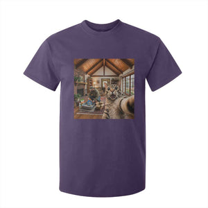 Cat Selfie with Man Funny Cat Dad T Shirt For Kid TS11 Purple Print Your Wear
