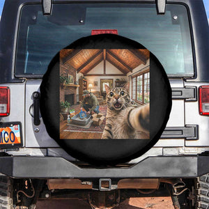 Cat Selfie with Man Funny Cat Dad Spare Tire Cover TS11 No hole Black Print Your Wear