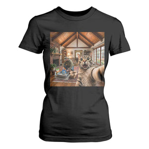 Cat Selfie with Man Funny Cat Dad T Shirt For Women TS11 Black Print Your Wear