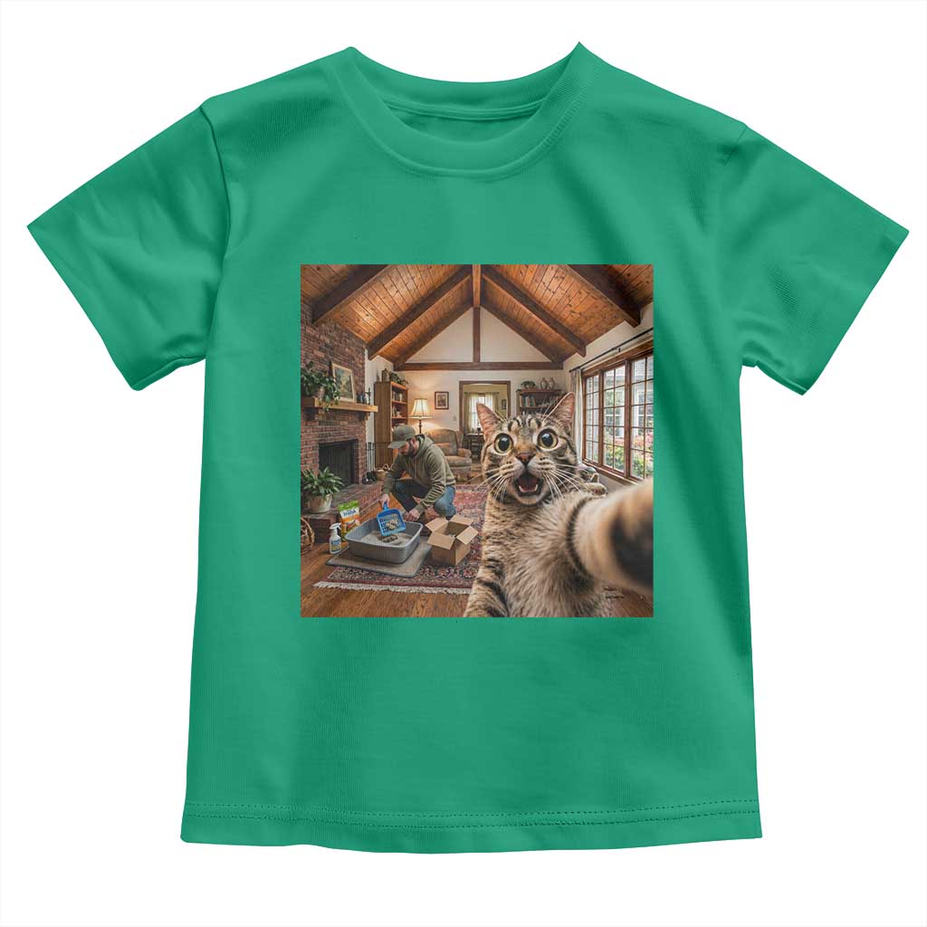 Cat Selfie with Man Funny Cat Dad Toddler T Shirt TS11 Irish Green Print Your Wear