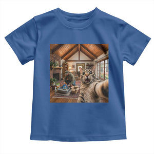 Cat Selfie with Man Funny Cat Dad Toddler T Shirt TS11 Royal Blue Print Your Wear