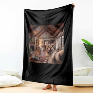 Cat Selfie with Woman Funny Cat Mom Throw Blanket TS11 Print Your Wear