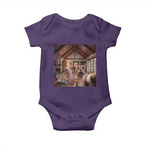 Cat Selfie with Woman Funny Cat Mom Baby Onesie TS11 Purple Print Your Wear