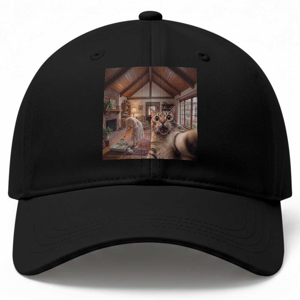 Cat Selfie with Woman Funny Cat Mom Baseball Cap TS11 Print Your Wear