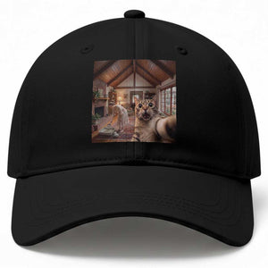 Cat Selfie with Woman Funny Cat Mom Baseball Cap TS11 Print Your Wear