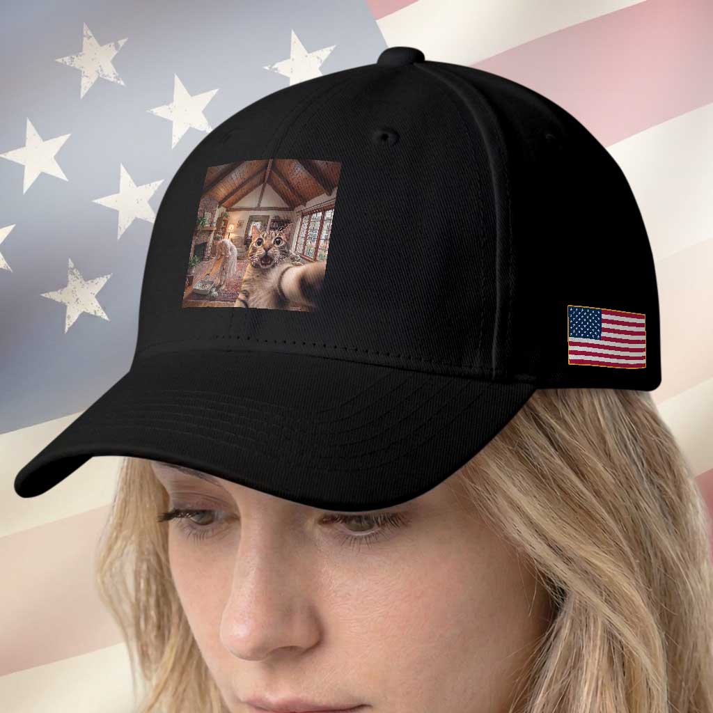 Cat Selfie with Woman Funny Cat Mom Baseball Cap TS11 Print Your Wear