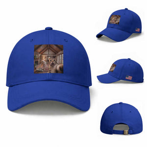 Cat Selfie with Woman Funny Cat Mom Baseball Cap TS11 Baseball Cap Universal Fit Royal Blue Print Your Wear