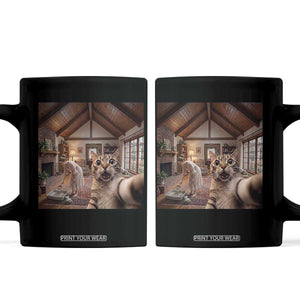 Cat Selfie with Woman Funny Cat Mom Coffee Mug TS11 Black Print Your Wear