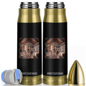 Cat Selfie with Woman Funny Cat Mom Bullet Tumbler TS11 Black Print Your Wear