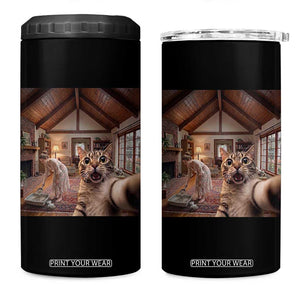 Cat Selfie with Woman Funny Cat Mom 4 in 1 Can Cooler Tumbler TS11 One Size: 16 oz Black Print Your Wear