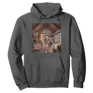Cat Selfie with Woman Funny Cat Mom Hoodie TS11 Dark Heather Print Your Wear