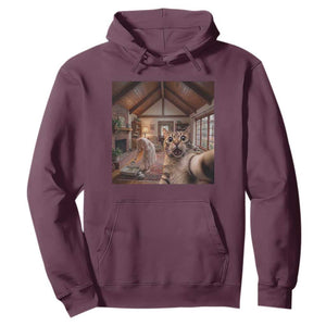 Cat Selfie with Woman Funny Cat Mom Hoodie TS11 Maroon Print Your Wear