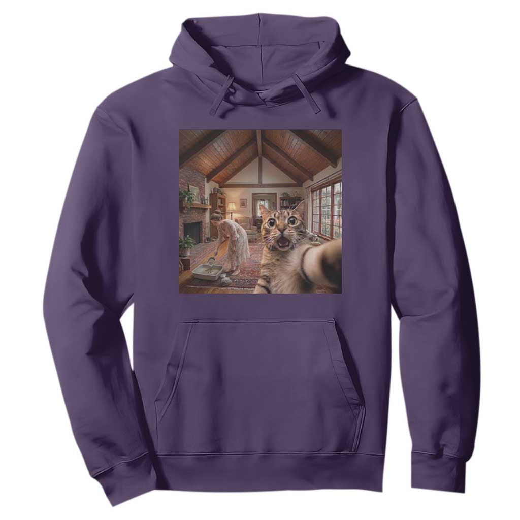Cat Selfie with Woman Funny Cat Mom Hoodie TS11 Purple Print Your Wear