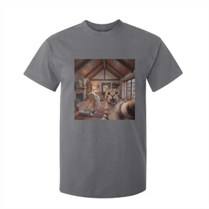 Cat Selfie with Woman Funny Cat Mom T Shirt For Kid TS11 Charcoal Print Your Wear