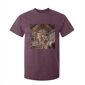 Cat Selfie with Woman Funny Cat Mom T Shirt For Kid TS11 Maroon Print Your Wear