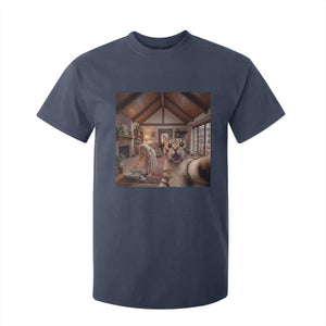 Cat Selfie with Woman Funny Cat Mom T Shirt For Kid TS11 Navy Print Your Wear