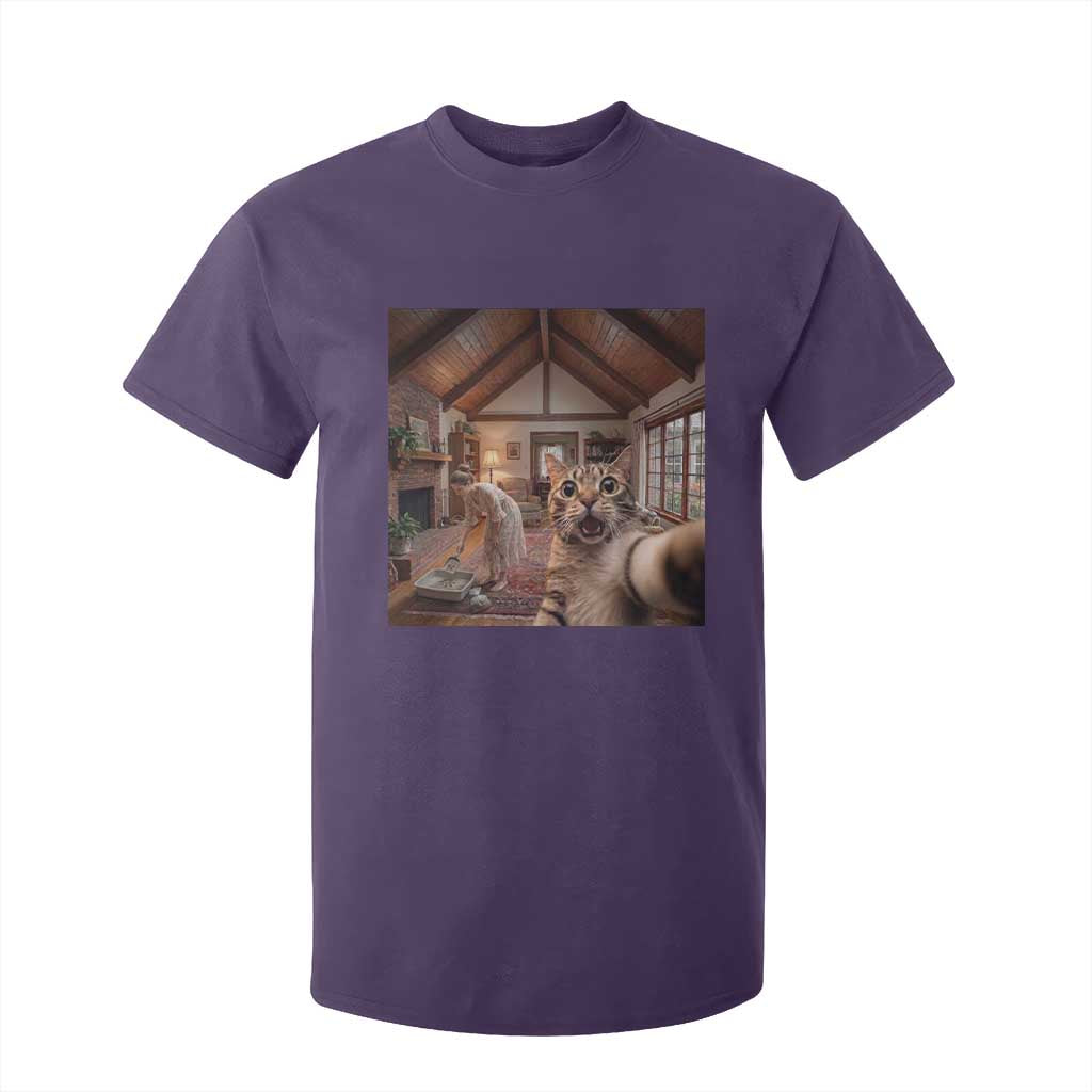 Cat Selfie with Woman Funny Cat Mom T Shirt For Kid TS11 Purple Print Your Wear