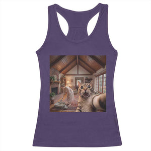 Cat Selfie with Woman Funny Cat Mom Racerback Tank Top TS11 Purple Print Your Wear