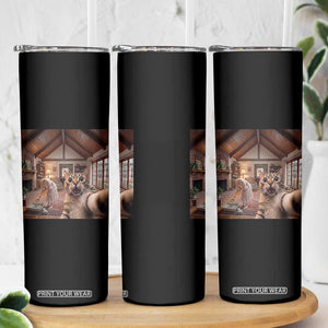 Cat Selfie with Woman Funny Cat Mom Skinny Tumbler TS11 Print Your Wear