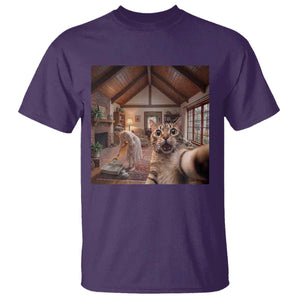 Cat Selfie with Woman Funny Cat Mom T Shirt TS11 Purple Print Your Wear