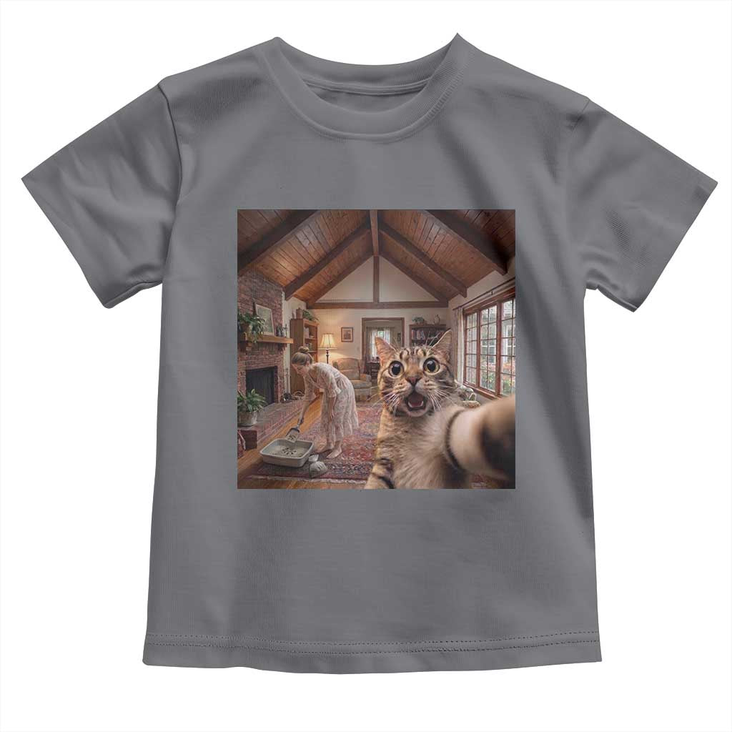 Cat Selfie with Woman Funny Cat Mom Toddler T Shirt TS11 Charcoal Print Your Wear
