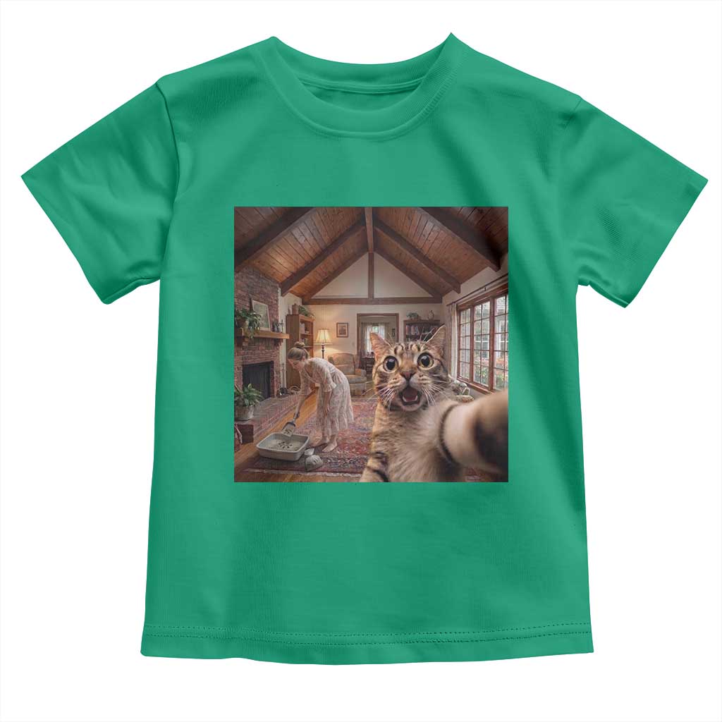 Cat Selfie with Woman Funny Cat Mom Toddler T Shirt TS11 Irish Green Print Your Wear