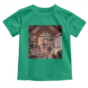 Cat Selfie with Woman Funny Cat Mom Toddler T Shirt TS11 Irish Green Print Your Wear