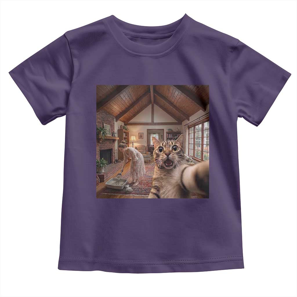 Cat Selfie with Woman Funny Cat Mom Toddler T Shirt TS11 Purple Print Your Wear