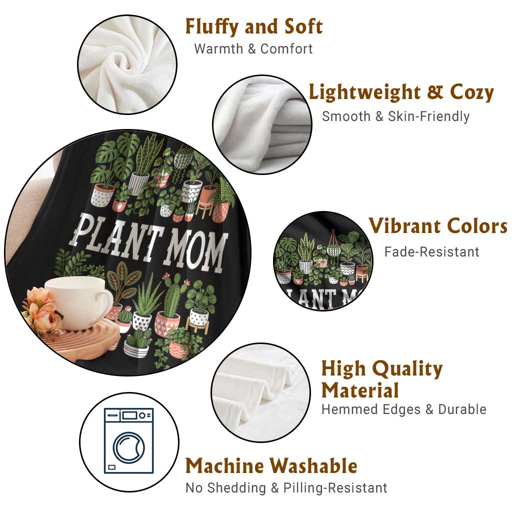 Plant Mom Throw Blanket Funny Plant Lady Mama Floral Garden TS11 Print Your Wear