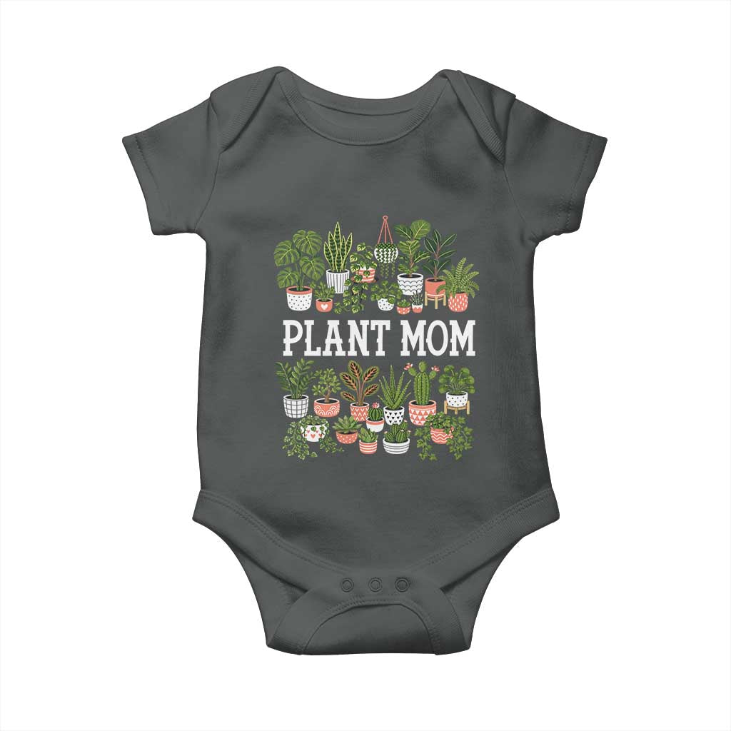 Plant Mom Baby Onesie Funny Plant Lady Mama Floral Garden TS11 Dark Heather Print Your Wear