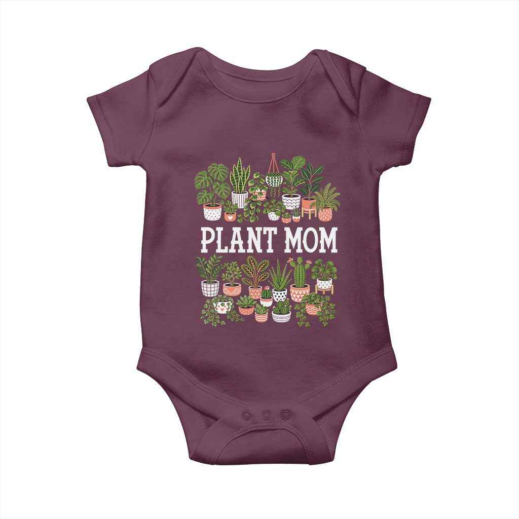 Plant Mom Baby Onesie Funny Plant Lady Mama Floral Garden TS11 Maroon Print Your Wear