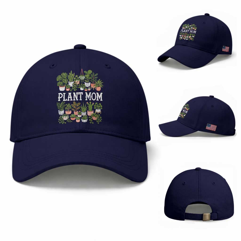 Plant Mom Baseball Cap Funny Plant Lady Mama Floral Garden TS11 Baseball Cap Universal Fit Dark Blue Print Your Wear
