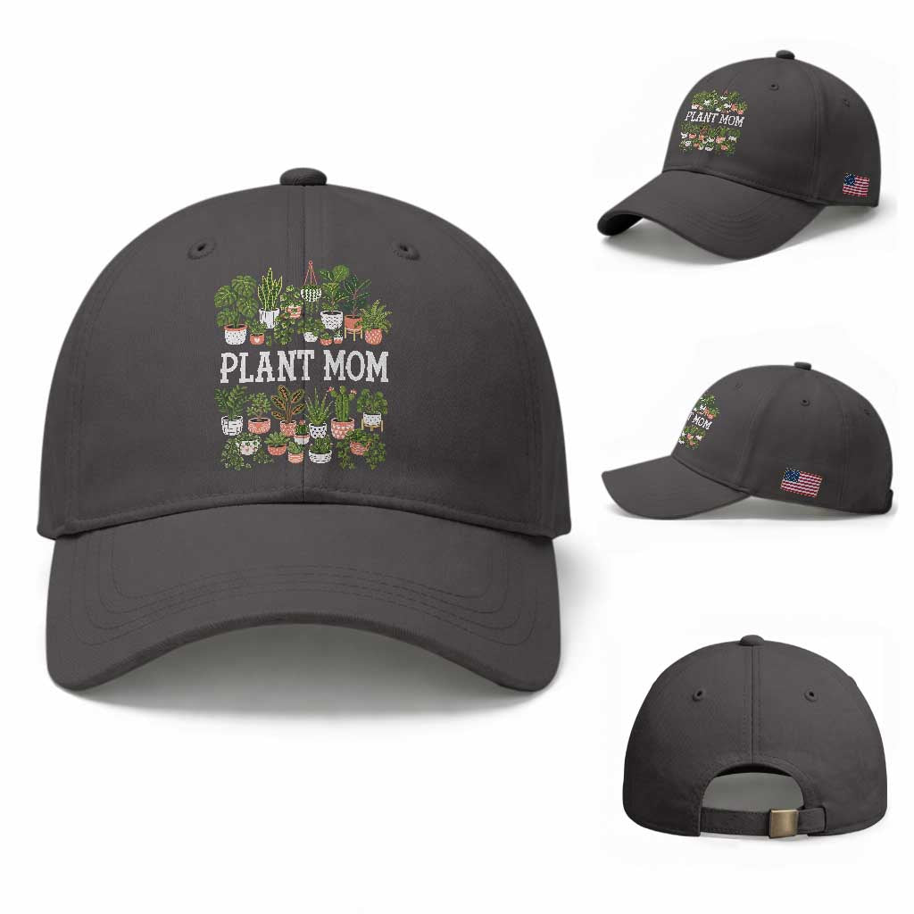 Plant Mom Baseball Cap Funny Plant Lady Mama Floral Garden TS11 Baseball Cap Universal Fit Dark Gray Print Your Wear