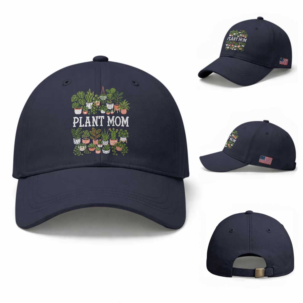 Plant Mom Baseball Cap Funny Plant Lady Mama Floral Garden TS11 Baseball Cap Universal Fit Navy Print Your Wear