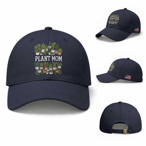 Plant Mom Baseball Cap Funny Plant Lady Mama Floral Garden TS11 Baseball Cap Universal Fit Navy Print Your Wear
