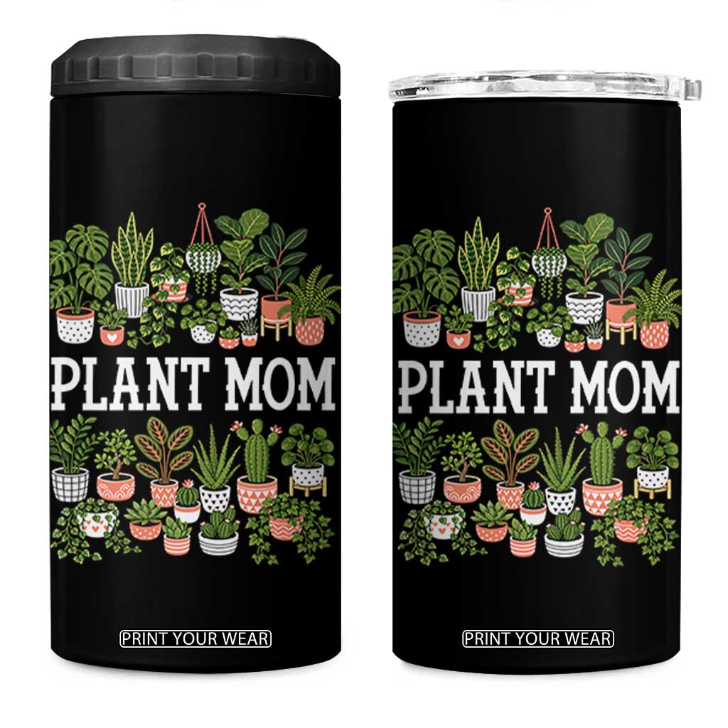 Plant Mom 4 in 1 Can Cooler Tumbler Funny Plant Lady Mama Floral Garden TS11 One Size: 16 oz Black Print Your Wear