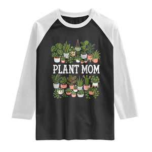 Plant Mom Raglan Shirt Funny Plant Lady Mama Floral Garden TS11 Black White Print Your Wear