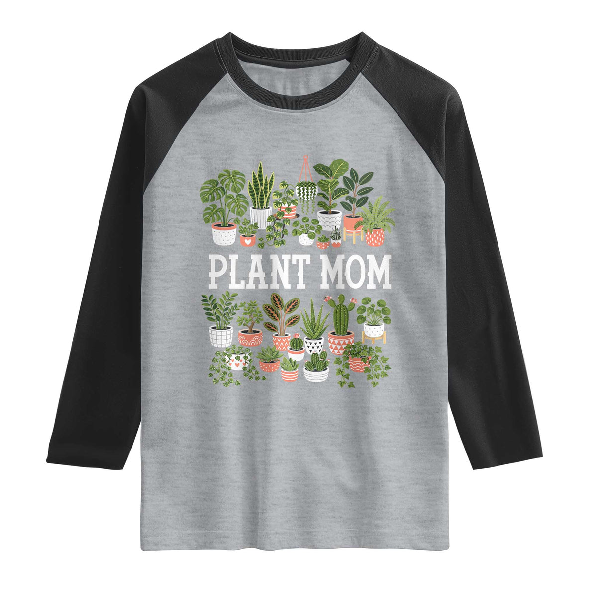 Plant Mom Raglan Shirt Funny Plant Lady Mama Floral Garden TS11 Heather Gray Black Print Your Wear
