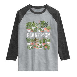 Plant Mom Raglan Shirt Funny Plant Lady Mama Floral Garden TS11 Heather Gray Heather Charcoal Print Your Wear
