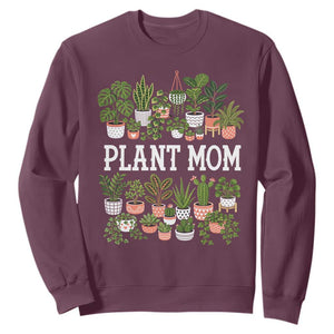 Plant Mom Sweatshirt Funny Plant Lady Mama Floral Garden TS11 Maroon Print Your Wear