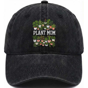 Plant Mom Washed Cotton Baseball Cap Funny Plant Lady Mama Floral Garden TS11 Print Your Wear