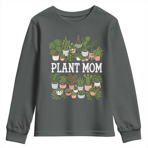 Plant Mom Youth Sweatshirt Funny Plant Lady Mama Floral Garden TS11 Dark Heather Print Your Wear