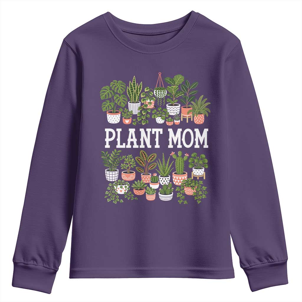 Plant Mom Youth Sweatshirt Funny Plant Lady Mama Floral Garden TS11 Purple Print Your Wear