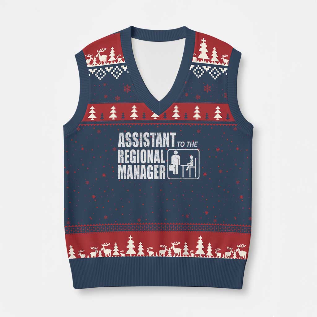 Assistant To The Regional Manager V-Neck Knit Sweater Vest Funny Dad Baby Matching TS11 Navy Red Print Your Wear