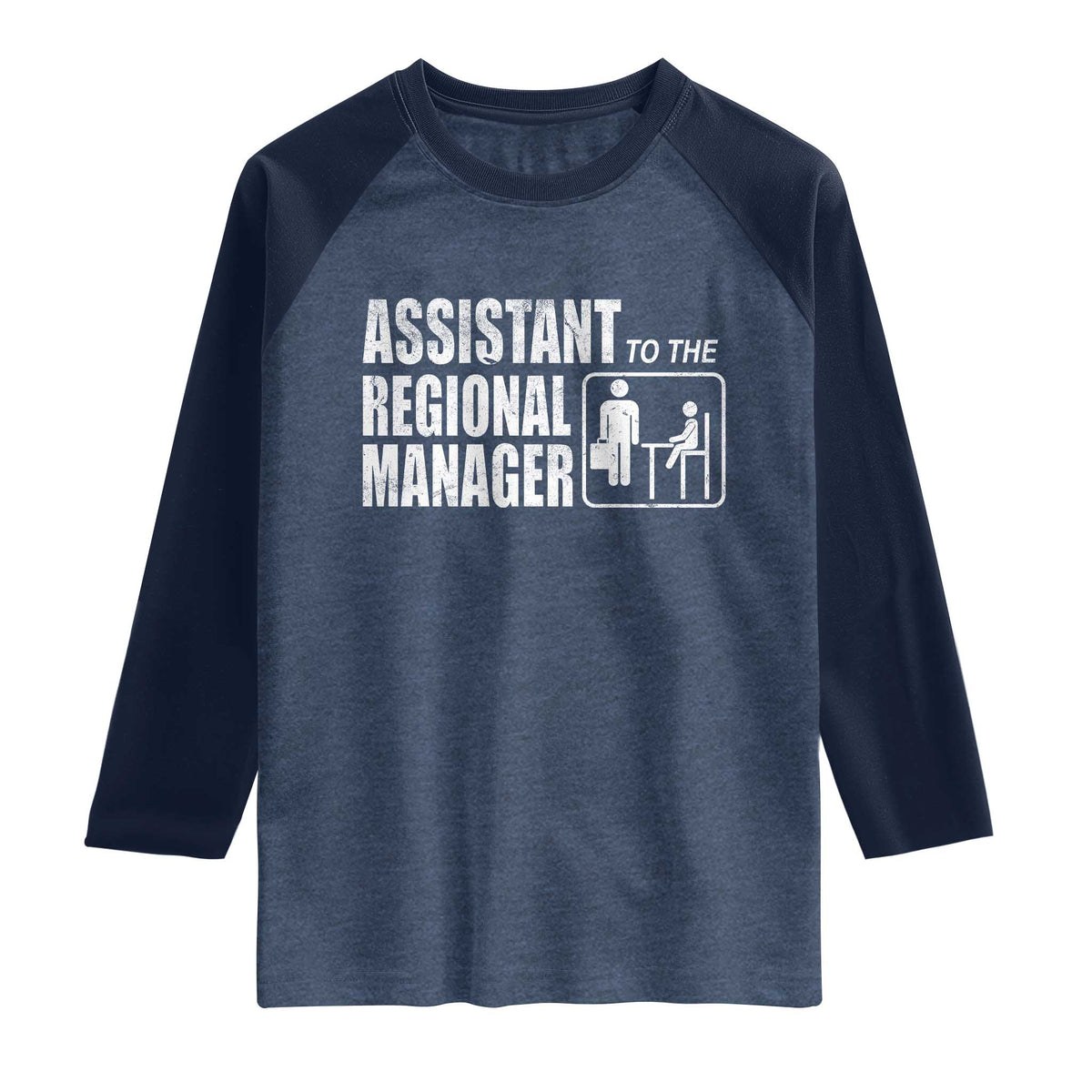 Assistant To The Regional Manager Raglan Shirt Funny Dad Baby Matching TS11 Heather Denim Navy Print Your Wear