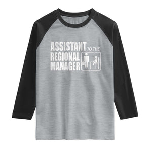 Assistant To The Regional Manager Raglan Shirt Funny Dad Baby Matching TS11 Heather Gray Black Print Your Wear