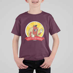 Hot Dog Man T Shirt For Kid Vintage Comic Retro TS11 Maroon Print Your Wear