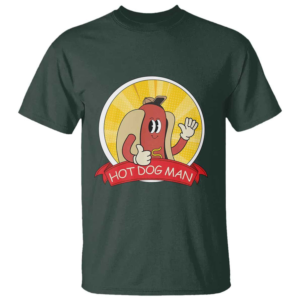 Hot Dog Man T Shirt Vintage Comic Retro TS11 Dark Forest Green Print Your Wear